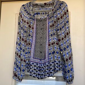 Lucky Brand Ikat Boho Long Sleeve Blouse